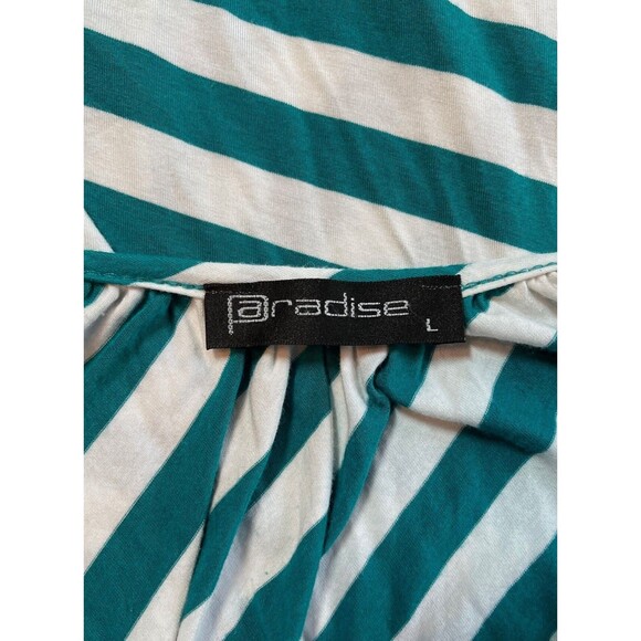 Paradise Maxi Dress Blue White Striped Backless‎ Sleeveless Asymmetrical Hem  L - Picture 5 of 15
